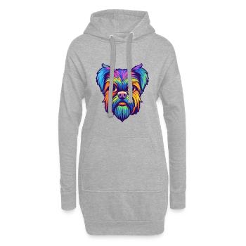 Bruxelles Griffon Chien Race Cartoon Kawaii Illustra - Sweat-shirt à capuche long Femme - gris chiné - Devant
