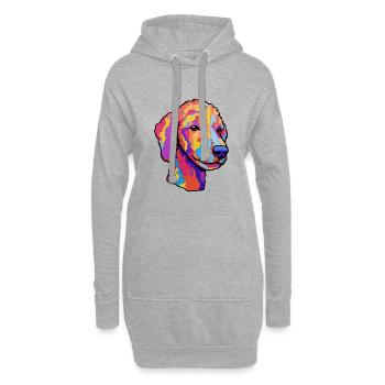 Bedlington Terrier chien race dessin animé kawaii illust - Sweat-shirt à capuche long Femme - gris chiné - Devant