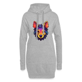 Belge Groenendael Chien Race Cartoon Kawaii Illus - Sweat-shirt à capuche long Femme - gris chiné - Devant