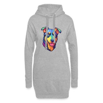 Beauceron chien race Cartoon Kawaii Illustration - Sweat-shirt à capuche long Femme - gris chiné - Devant