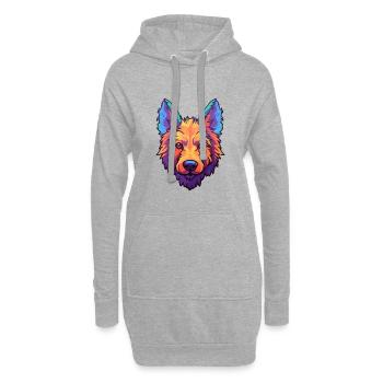 Belge Laekenois race de chien Cartoon Kawaii Illustr - Sweat-shirt à capuche long Femme - gris chiné - Devant