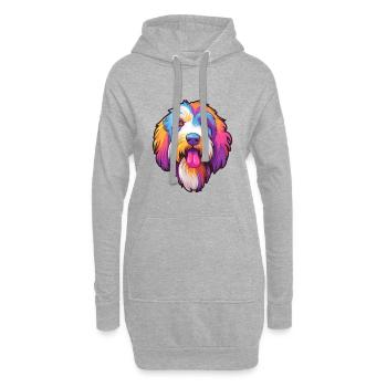 Bearded Collie chien race dessin animé kawaii illustrati - Sweat-shirt à capuche long Femme - gris chiné - Devant