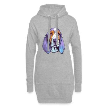 Basset Bleu de Gascogne Hunderasse Cartoon Kawaii I - Hoodie-Kleid - Grau meliert - Vorne