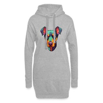 Österreichischer Pinscher Hunderasse Cartoon Kawaii Illustr - Hoodie-Kleid - Grau meliert - Vorne