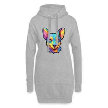 Australischer Kelpie Hund Rasse Cartoon Kawaii Illustration - Hoodie-Kleid - Grau meliert - Vorne