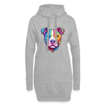 American Pitbull Terrier chien race Cartoon Kawaii - Sweat-shirt à capuche long Femme - gris chiné - Devant