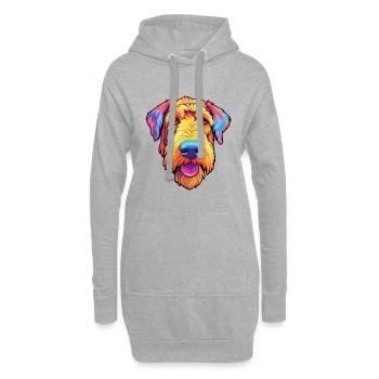 Airedale Terrier chien race Cartoon Kawaii Illustra - Sweat-shirt à capuche long Femme - gris chiné - Devant