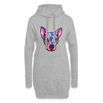 American Hairless Terrier Chien Race Dessin animé Kawaii - Sweat-shirt à capuche long Femme - gris chiné - Devant