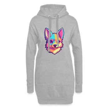 Alaskan Klee Kai Chien Race Dessin animé Kawaii Illustra - Sweat-shirt à capuche long Femme - gris chiné - Devant
