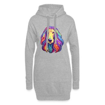Lévrier afghan race chien dessin animé Kawaii Illustration - Sweat-shirt à capuche long Femme - gris chiné - Devant