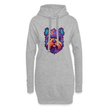 Affenpinscher Race de chien Cartoon Kawaii Illustratio - Sweat-shirt à capuche long Femme - gris chiné - Devant