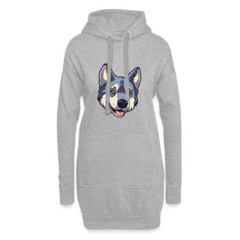 Swedish Elkhound Dog Breed Cartoon Kawaii Illustra - Hoodie Dress - heather grey - Front