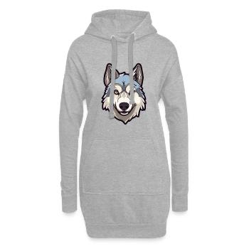 Tamaskan chien race Cartoon Kawaii Illustration - Sweat-shirt à capuche long Femme - gris chiné - Devant