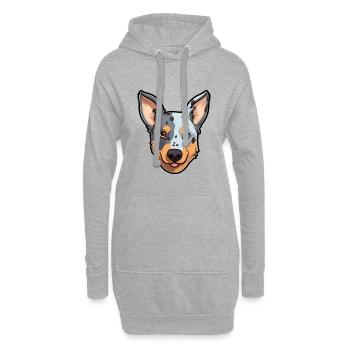 St Miguel Cattle Dog Rasse Cartoon Kawaii Illustra - Hoodie-Kleid - Grau meliert - Vorne