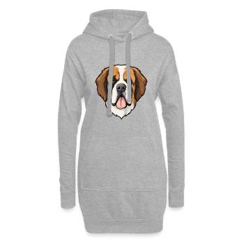 St Bernard Chien Race Dessin Animé Kawaii Illustration - Sweat-shirt à capuche long Femme - gris chiné - Devant