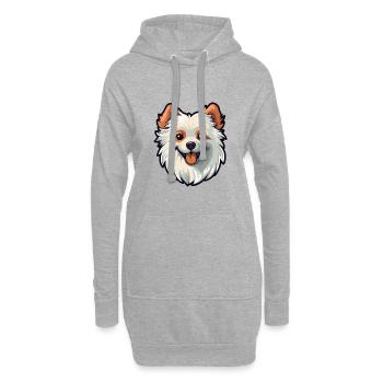 Spitz chien race Cartoon Kawaii Illustration - Sweat-shirt à capuche long Femme - gris chiné - Devant