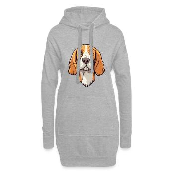 Slovensky Cuvac race de chien dessin animé kawaii illustrat - Sweat-shirt à capuche long Femme - gris chiné - Devant