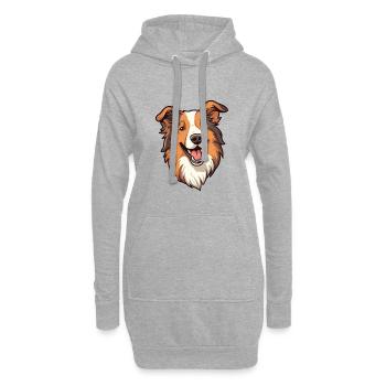 Scotch Collie chien race Cartoon Kawaii Illustratio - Sweat-shirt à capuche long Femme - gris chiné - Devant
