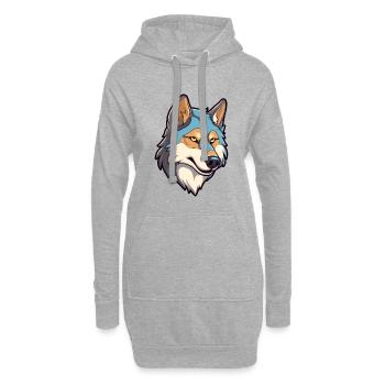 Saarloos Wolfhund Hunderasse Cartoon Kawaii Illustra - Hoodie-Kleid - Grau meliert - Vorne