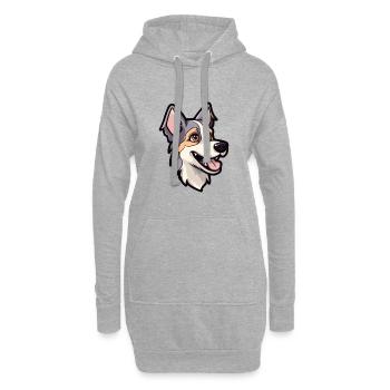 Russisch Europäische Laika Hunderasse Cartoon Kawaii Illu - Hoodie-Kleid - Grau meliert - Vorne
