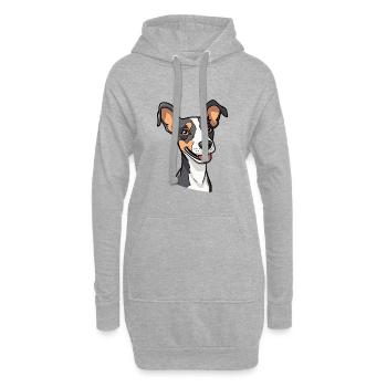 Rattenterrier-Hunderasse Karikatur Kawaii Illustration - Hoodie-Kleid - Grau meliert - Vorne