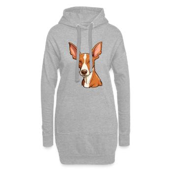 Podenco Ibicenco Hunderasse Cartoon Kawaii Illustra - Hoodie-Kleid - Grau meliert - Vorne