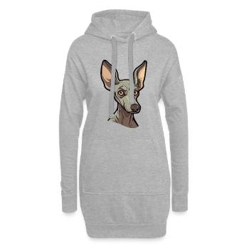 Race de chien nu péruvien dessin animé Kawaii Illustr - Sweat-shirt à capuche long Femme - gris chiné - Devant