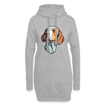 Burgos Pointer Chien Race Cartoon Kawaii Illustrati - Sweat-shirt à capuche long Femme - gris chiné - Devant