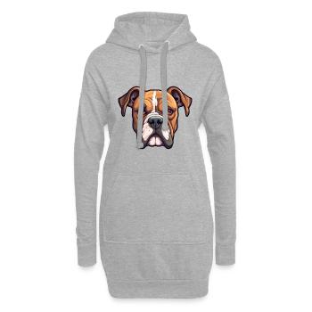 Bull Boxer Hund Rasse Cartoon Kawaii Illustration - Hoodie-Kleid - Grau meliert - Vorne