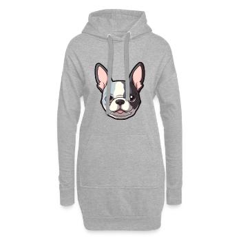 Boston Terrier Hunderasse Cartoon Kawaii Illustrati - Hoodie-Kleid - Grau meliert - Vorne