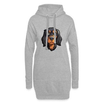 Illustration de race de chien beige noir Cartoon Kawaii - Sweat-shirt à capuche long Femme - gris chiné - Devant
