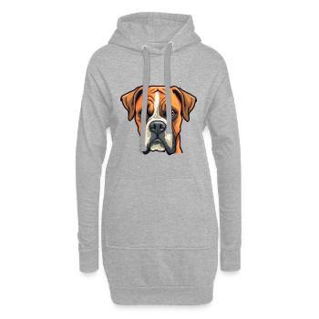 Boxer Hund Rasse Cartoon Kawaii Illustration - Hoodie-Kleid - Grau meliert - Vorne