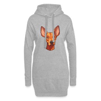Cirneco Dell Ätna Hunderasse Cartoon Kawaii Illustration - Hoodie-Kleid - Grau meliert - Vorne