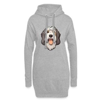 Bearded Collie chien race dessin animé kawaii illustrati - Sweat-shirt à capuche long Femme - gris chiné - Devant