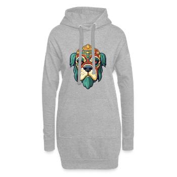 Chinesische kaiserliche Hunderasse Karikatur Kawaii Illustra - Hoodie-Kleid - Grau meliert - Vorne