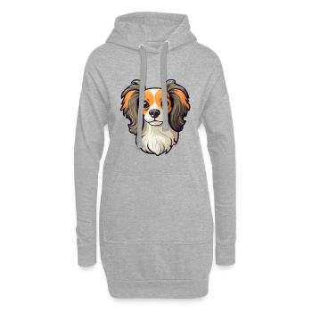 Continental Toy Spaniel Chien Race Cartoon Kawaii I - Sweat-shirt à capuche long Femme - gris chiné - Devant