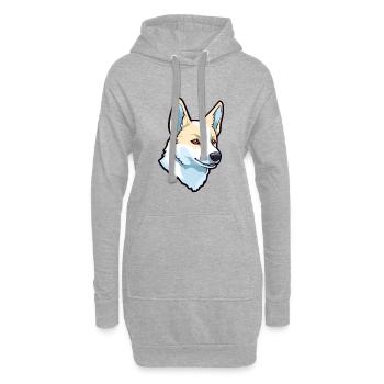 Canaan chien race dessin animé Kawaii Illustration - Sweat-shirt à capuche long Femme - gris chiné - Devant