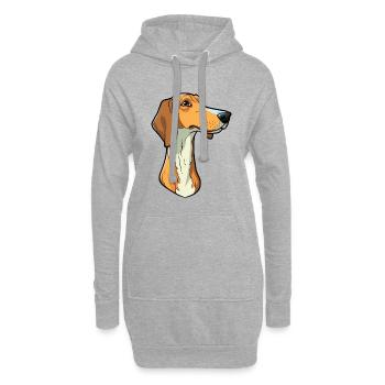Chien de chasse crétois race de chien Cartoon Kawaii Illustration - Sweat-shirt à capuche long Femme - gris chiné - Devant