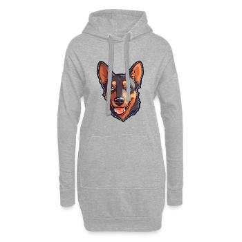 Australischer Kelpie Hund Rasse Cartoon Kawaii Illustration - Hoodie-Kleid - Grau meliert - Vorne