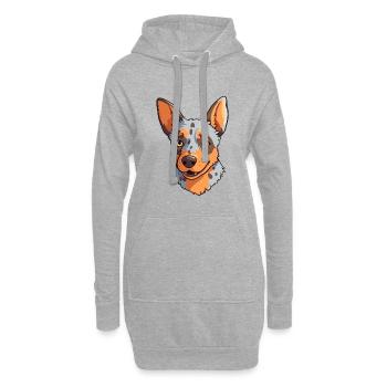 Race de chien de bouvier australien Cartoon Kawaii Illustr - Sweat-shirt à capuche long Femme - gris chiné - Devant