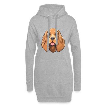 American Cocker Spaniel chien race Cartoon Kawaii I - Sweat-shirt à capuche long Femme - gris chiné - Devant