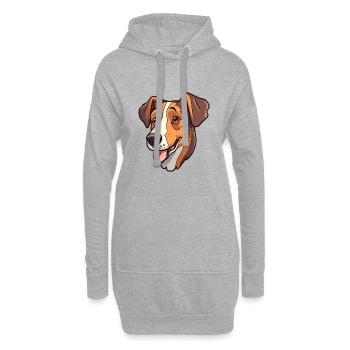 Ariegeois race de chien dessin animé kawaii illustration - Sweat-shirt à capuche long Femme - gris chiné - Devant