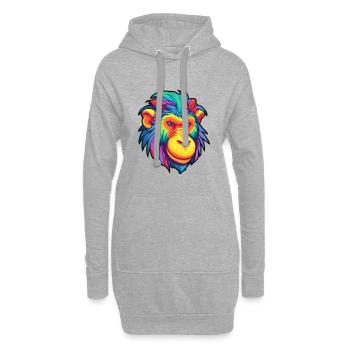 Mandrill Buntes Aquarell Cartoon Kawaii Tier - Hoodie-Kleid - Grau meliert - Vorne