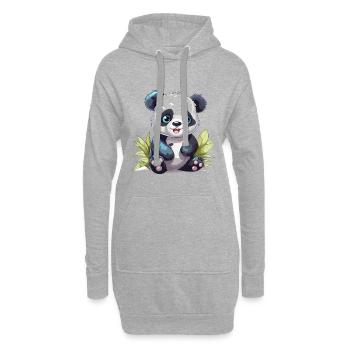 Mignon Panda Aquarelle Colorée Dessin Animé Kawaii Anim - Sweat-shirt à capuche long Femme - gris chiné - Devant