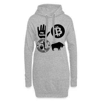 Liberté et capitalisme - Sweat-shirt à capuche long Femme - gris chiné - Devant