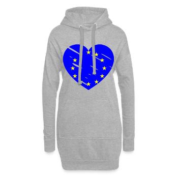Das europäische Herz - Hoodie-Kleid - Grau meliert - Vorne