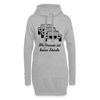 Hubraum und Autos - Hoodie-Kleid - Grau meliert - Vorne