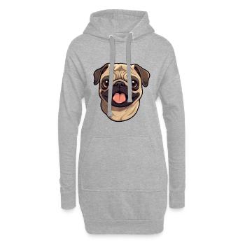 Mops Hund Rasse Aquarell Cartoon Kawaii Clipart - Hoodie-Kleid - Grau meliert - Vorne