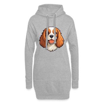 Cavalier King Charles Spaniel chien race aquarelle - Sweat-shirt à capuche long Femme - gris chiné - Devant