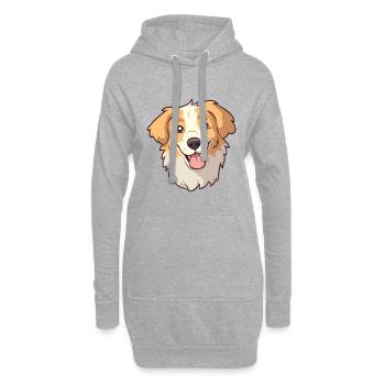 Hovawart chien race aquarelle dessin animé Kawaii Clipa - Sweat-shirt à capuche long Femme - gris chiné - Devant